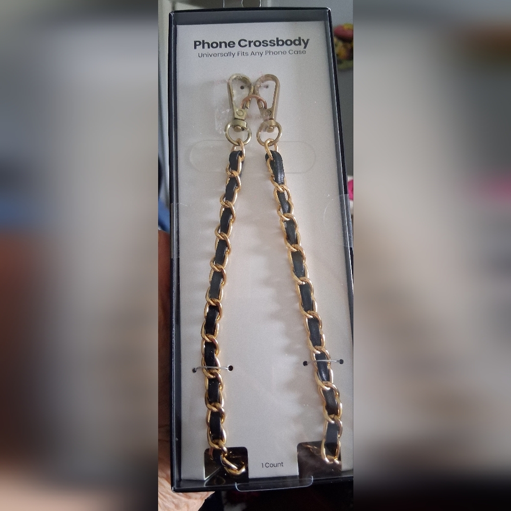 Phone Crossbody Chain, Gold and Black